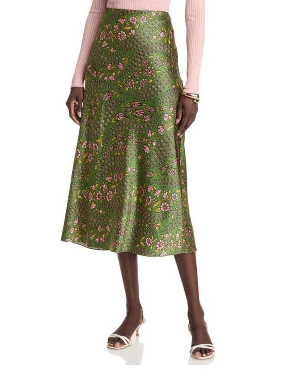 Veronica Beard Green Floral Midi Skirt - New Without Tag